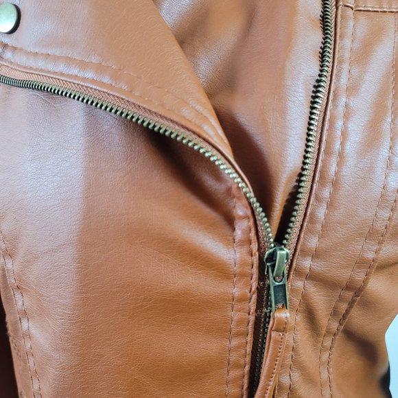 Miss Lili Faux Leather Orange Jacket - Size Small - Picture 5 of 11